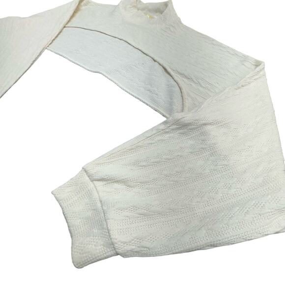 Sugar Moon Ivory / Cream Mock Neck Crop Sweater Women XL - Picture 2 of 5